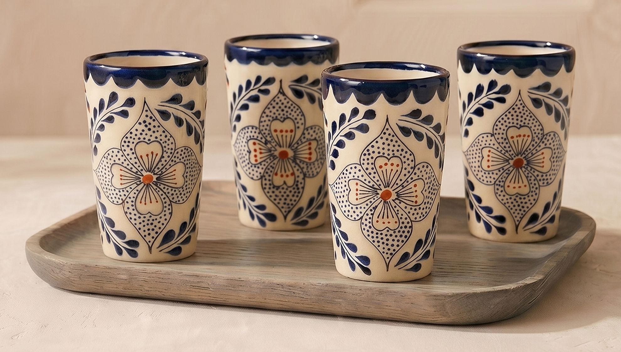 VILLA 318 Talavera Shot Glasses, Handmade Mexican Shot Glasses Set